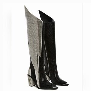 Ziggy Lightning bolt Knee High Boot club exx sheriff shine dolls kill size 8